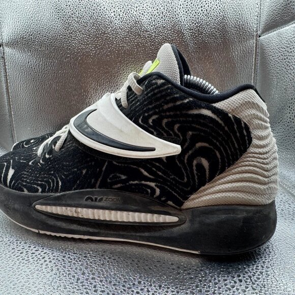 Size 8.5 Nike KD14‎ TB Black White Volt Panda Basketball Shoes DA7850-001 main image 8